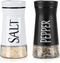 Accmor Salt and Pepper Shakers with Adjustable Pour Hole, Stainless Steel Salt Pepper Shaker Dispenser with Glass Bottom for Kitchen Cooking, RV, Camp, BBQ