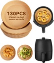 130PCs Airfryer Paper Liners for Bella 2QT Manual Air Fryer, Non Stick Disposable Airfryer Round Parchment-Paper Small Liner, Food Grade Air-Fryer Accessories Free of Bleach