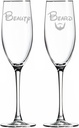 Beauty and Beard Champagne Toasting Flute Glasses, Set of 2
