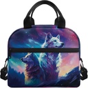 Wolf Lunch Bag for Kids 5Th Grade/6Th Grade Purple Sky Lunch Box Girls 10-12/12-14 Years Old Insulated Lunch Bag School Lunch Tote Bag