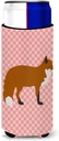 Caroline's Treasures Red Fox Pink Check Decorative Hugger, Slim Can, Multicolor