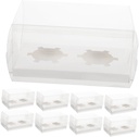 PRETYZOOM 10sets Handheld Cake Boxes Transparent Dessert Packaging Containers for Muffins Pastries and Moon Cakes Sturdy and Easy to Assemble