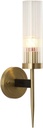 BOKT Mid-Century Modern Gold Wall Light Cylinder Glass Wall Sconce Anti Brushed Brass Long Wall Sconce Light Vintage Bathroom Globe Wall Mount Light Bar Wall Lamp