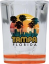 R and R Imports Tampa Florida Design C Souvenir 2 Ounce Shot Glass Square Orange Base Single