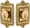 Nostalgic Warehouse 733024 Egg & Dart Plate Double Cylinder Deadbolt Egg & Dart Door Knob in Polished Brass,