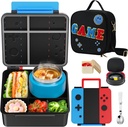 Game Lunch Box for Kids with Thermo 9oz Wide Mouth Stainless Food Jar and Insulated Lunch Bag Leakproof Lunch Box Set for Travel School