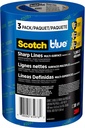ScotchBlue Sharp Lines Multi-Surface Painter's Tape, 1.88 Inches x 60 Yards, 3 Rolls, Blue, Paint Tape Protects Surfaces and Removes Easily, Edge-Lock Painting Tape for Indoor and Outdoor Use