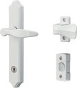 Ideal Security 1216 Surface Mount Storm Door Handle with Lock and Key for 1 – 1 ½ inches Thick Doors (White, 4-Posts)