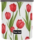 ALAZA Red Tulip Flower Floral Kitten Cats Airtight Coffee Bean Canister Customed 30oz Food Storage Containers with Lids For Gournd, Tea, Sugar, Flour, Rice, Cereal, Candy Cookie Jar