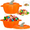 LemonRoad 2 Pcs Thanksgiving Pumpkin Candy Bowl Pumpkin Dish Storage with Lid Fall Candy Jar Cookie Food Container for Thanksgiving Day Autumn Fall Party Kitchen Home Tableware
