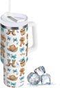 West Cowboy Boots Xmas Tumbler with Handle 40 oz Travel Mug with Lid and Straw Stainless Steel Vacuum Insulated Water Bottle Cup for Iced Tea Coffee Cold Beverages Cup Holder Friendly