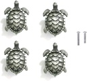 Set of 4 Sea Turtles Metal Dresser Drawer Cabinet Knobs Pulls Handles Home Bathroom Beach Nautical Coastal Decor (Pewter)