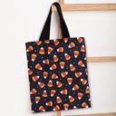 Whaline Halloween Canvas Tote Bags Candy Corn Grocery Shopping Bag Candy Corn Reusable Gift Goodie Bag Trick or Treat Bag for Halloween Party Favor Supplies Gifts Wrapping, 13.4 x 15.8in