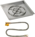 American Fire Glass Match Light Fire Pit Kit (SS-SQPMKIT-N-24), Square Bowl Pan, Natural Gas, 24-Inch Pan/18-Inch Burner
