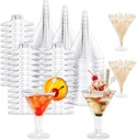 80 Pack 7Oz Plastic Martini Glasses with Pearl Cocktail Pick Disposable Goblet Clear Stemmed Wine Cup for Bar Party Margarita Appetizer Dessert Supplies