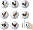 Ceramic Animal Cabinet Knob 8Pack Rustic Farmhouse Colorful Chicken Dresser Drawers Knobs Pulls 1.5 X 1.5 Inches