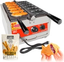 ALDKitchen Taiyaki Fish Waffle Maker | Commercial Taiyaki Iron with Nonstick Baking Grid | 6 Fish-Shaped Waffles | 110V
