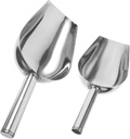 2pcs Stainless Steel Ice Scoop Multi-functional Scoopers for Ice Candies Pet Food Nuts Ergonomic Design for Comfortable to Hold for Kitchen Bar Restaurant Use Random Style