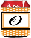 Caroline's Treasures CJ1033-OCC Letter O Initial Monogram - Orange Polkadots Can or Bottle Hugger Cooler Washable Drink Sleeve Collapsible Beverage Insulated Holder, Can Hugger, Multicolor