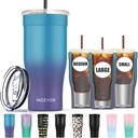 Universal Iced Coffee Sleeve - Upgraded Double Wall Reusable Stainless Steel Holder Sleeves Insulator for Cold Drinks Fits Starbucks Dunkin Donuts McDonalds Small Medium Large Cup (Blue Purple)