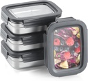 BEFOY 4PCS Stainless Steel Food Storage Container with Lids Bento Lunch Box Leak Proof & Airtight for Kitchen Meal Prep freezer Reusable & Stackable Oven Dishwasher Safe (650 * 4)