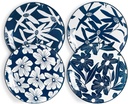 ONEMORE Dinner Plates Set of 4, 8.5 Inch Ceramic Blue and White Salad Dessert Appetizers Plates, Microwave & Dishwasher Safe Scratch Resistant, Small Serving Dish Platters