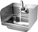 Happygrill Stainless Steel Sink with Faucet, Commercial Hand Washing Sink with Splash Guard, Strainer, Wall Mount Kitchen Hand Basin for Restaurant,Laundry Room,Bathroom,RV & Home, 17 x 15 Inch