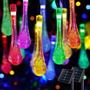 JMEXSUSS 2 Pack Solar String Lights Outdoor Waterproof, Total 41.6FT 60 LED Teardrop Water Drop Solar Light, Multi Colored Christmas Lights for Garden Patio Yard Tree Party Christmas Decorations
