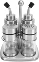 4pcs Seasoning Containers, 304 Stainless Steel Vinegar Bottle Pepper Shaker with Base Stand, Condiment Pot Spice Jars, Countertop Seasoning Containers, Salt Pepper Dispenser Set for Kitchen Restaurant