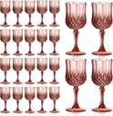 XUWAIDSGN 24 Pcs 7oz Plastic Vintage Wine Glasses Drinking Glasses Unbreakable Wedding Glassware Crystal Water Goblets Reusable Drinkware Vintage Champagne Flutes (24, Rose Gold)