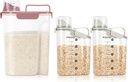 Rice Storage Container, Cereal Containers Storage, Dry Food Airtight Dispenser BPA Free, Clear Plastic Kitchen and Pantry Organization Bin (3Qt 2pack+5.28Qt 1pack)