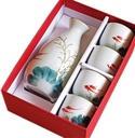 Japanese Sake Set, Sake Cup Set，Sake Bottle Crafts Cup，Sake Pot and Sake Cup， Japanese Sake Set Sake Set of 5 Pieces Japanese Style Traditional Retro Porcelain Crafts Ideal for Japanese Sake Gift Box
