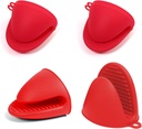 3 Pairs Silicone Oven Mitts Sets Pot Holders Heat Resistant for Kitchen - Small Kitchen Mittens Silicone Rubber Air Fryer Mitts Mini Pot Pinch Grip for Cooking & Baking, Red