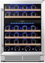 Yeego 24 Inch Wine Fridge Dual Zone, 47 Bottles Wine Cool Refrigerator with Glass Door, Built-in/Freestanding/Under Counter, Perfect for Home & Kitchen