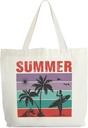 Summer Tote Bag for Women, Surf Canvas Tote, Beach Lover Gift Bag, Beach Vacation Shopping Bag, Surfing Gifts, Holiday Beach Themed Shoulder Bag Gifts for Women Friends Surfer -62