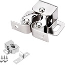 6 Pack Cabinet Latch - Double Roller Catch Hardware for Cupboard Closet Kitchen Cabinet Door Latches and RV Cabinet, Silver