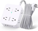 Surge Protector Power Strip - HANYCONY 8 Outlets 4 USB (2 USB C) Charging Ports, Multi Plug Outlet Extender, 5Ft Braided Extension Cord, Flat Plug Wall Mount Desk Charging Station for Home Office ETL