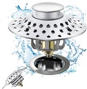 Bathtub Drain Plug, 2 in 1 Stopper & Hair Catcher, with Stainless Steel Filtered Pop-Up Filter for US Standard Bathtubs Hole Diameter (1.6-2.0 Inch)