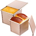 2 Pcs Square Nonstick Square Loaf Pan With Lid, 4.53 x 3.94 x 4.33 inch Mini Toast Box for Home Baking, Mini Cube Toast Box Ideal Baking Set Gift