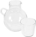 Unomor 1set Transparent Glass Water Carafe and Cup for Bedside Use for Cold Drinks Juice and Iced Tea for Home Office Parties and Picnics