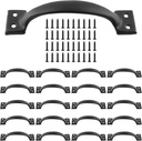 Murtenze 20 Pcs Black 5.5 Inch Barn Door Handles Vintage Gate Handles, Cabinet Handle Pulls Large Gate Pulls for Kitchen Cupboard Furniture Drawer Cabinet Hardware