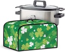 Green Leaves Slow Cooker Protection Cover Fits for Most 6-8 Quart Oval Slow Cooker Easy to Use Washable Crock Pots Cover Bag for St. Parik's Day Decor