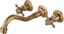 Midanya Bathroom Widespread Sink Faucet Wall Mount 3 Holes 2 Cross Knobs Brass Lavatory Basin Mixer Tap Mixing Spout Double Handles Commercial Antique Brass NO Hot Cold Signs