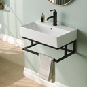 DeerValley 22"x14" Wall Mounted Bathroom Sink with Towel Rack, Rectangular Small Floating Bathroom Sink with Single Faucet Hole and Overflow，DV-1WS0322B