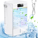 Portable Air Conditioners,1500 ML Portablel Air Cooler, 4 Wind Speeds& 2 Spray Modes Evaporative Air Cooler,Personal Cooling Fan with 2-6H Timer& 7 Color Night Light - White