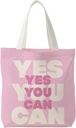 NATSUNO Women Empowerment Gifts Canvas Tote Bag, Feminist Gifts, Strong Woman Gift for Women, Yes You Can Girly Pink Canvas Tote Bag, Reusable Grocery Bags Shopping Bags