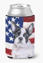 Caroline's Treasures BB9710CC French Bulldog Black White Patriotic Can or Bottle Hugger Cooler Washable Drink Sleeve Collapsible Beverage Insulated Holder, Can Hugger, Multicolor