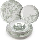 Trendables Floral Paper Plates 8.5 Inch & 10.5 Inch 40 Pcs Dinner Plate Set Fancy Disposable Plates for Party for 20 Guests 20 X 8 & 20 X 10 Large & Small Paper Plate Set for Parties Yaffa