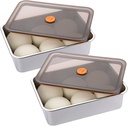 BSTKEY Pizza Dough Proofing Box, Pack of 2 Stainless Steel Stackable Food Storage Box Container with Leak Proof & Airtight Lid, 11.8 x 8.3Inch Large Capacity Household Pizza Dough Container