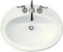 American Standard 0478.403.020 Piazza Self Rimming Front Overflow Countertop Sink with 4-Inch Centers, White